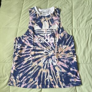 Adidas Originals Loose Tie dye Tank Top Pink Blue White Active Top Size M